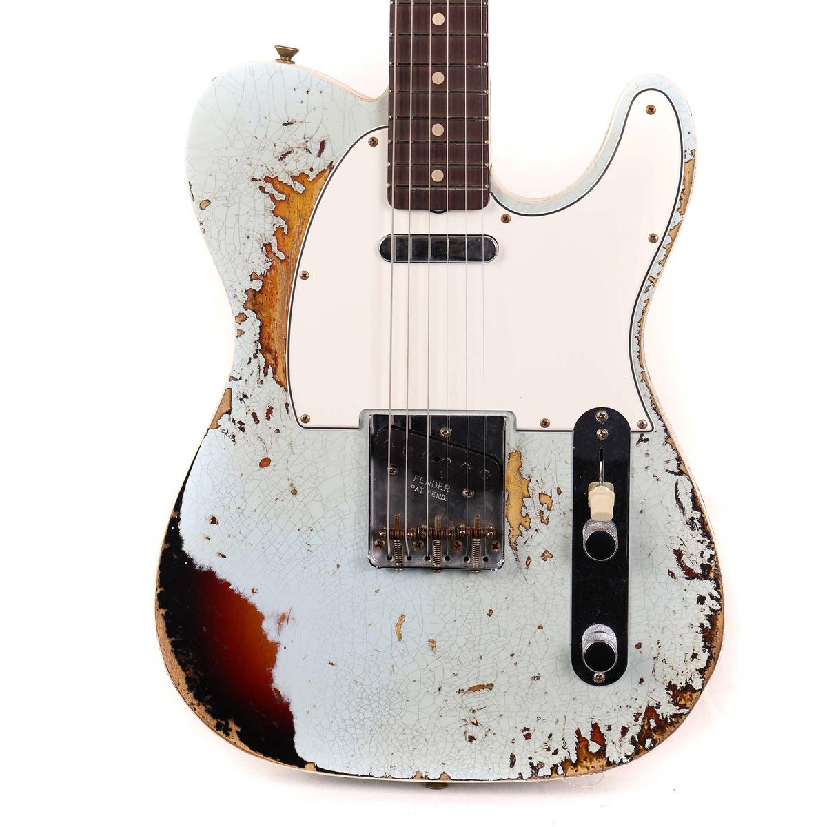 Fender Custom Shop 1959 Custom Telecaster Super Heavy Relic Faded Aged Sonic Blue over 3-Tone Sunburst 2024