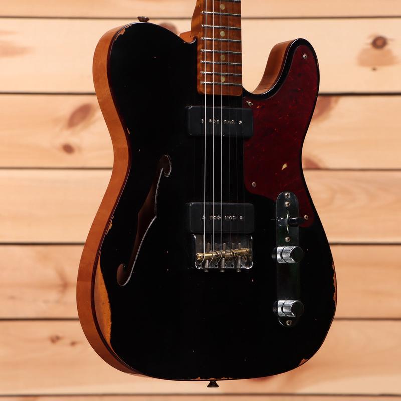 Fender Custom Shop Limited Dual P90 Thinline Telecaster Relic - Aged Black with Aged Natural Back and Sides