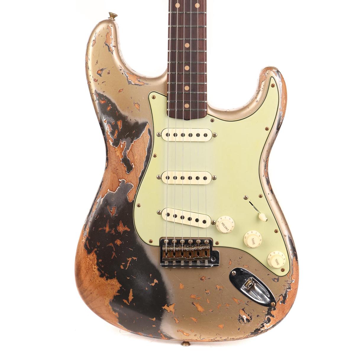 Fender Custom Shop 1959 Stratocaster Super Heavy Relic Faded Aged Shoreline Gold over Pewter 2023