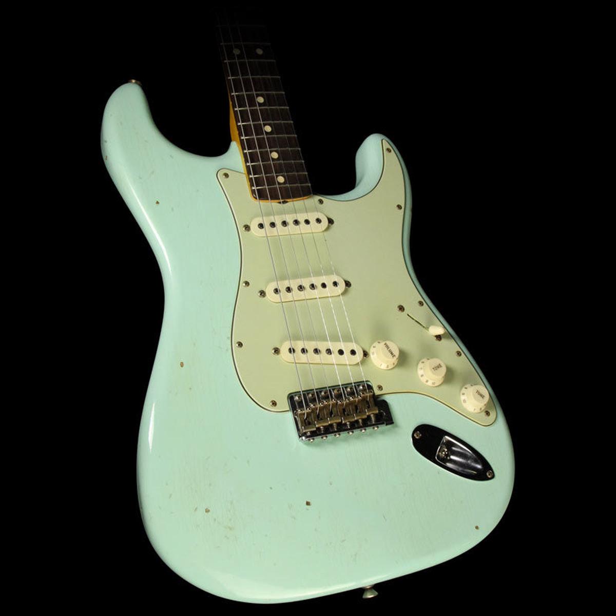 Fender Custom Shop 1963 Stratocaster Journeyman Relic Electric Guitar Faded Sonic Surf Green