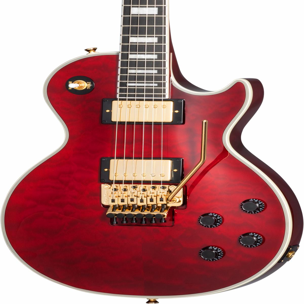 Epiphone Alex Lifeson Les Paul Custom Axcess Quilt Ruby w/case