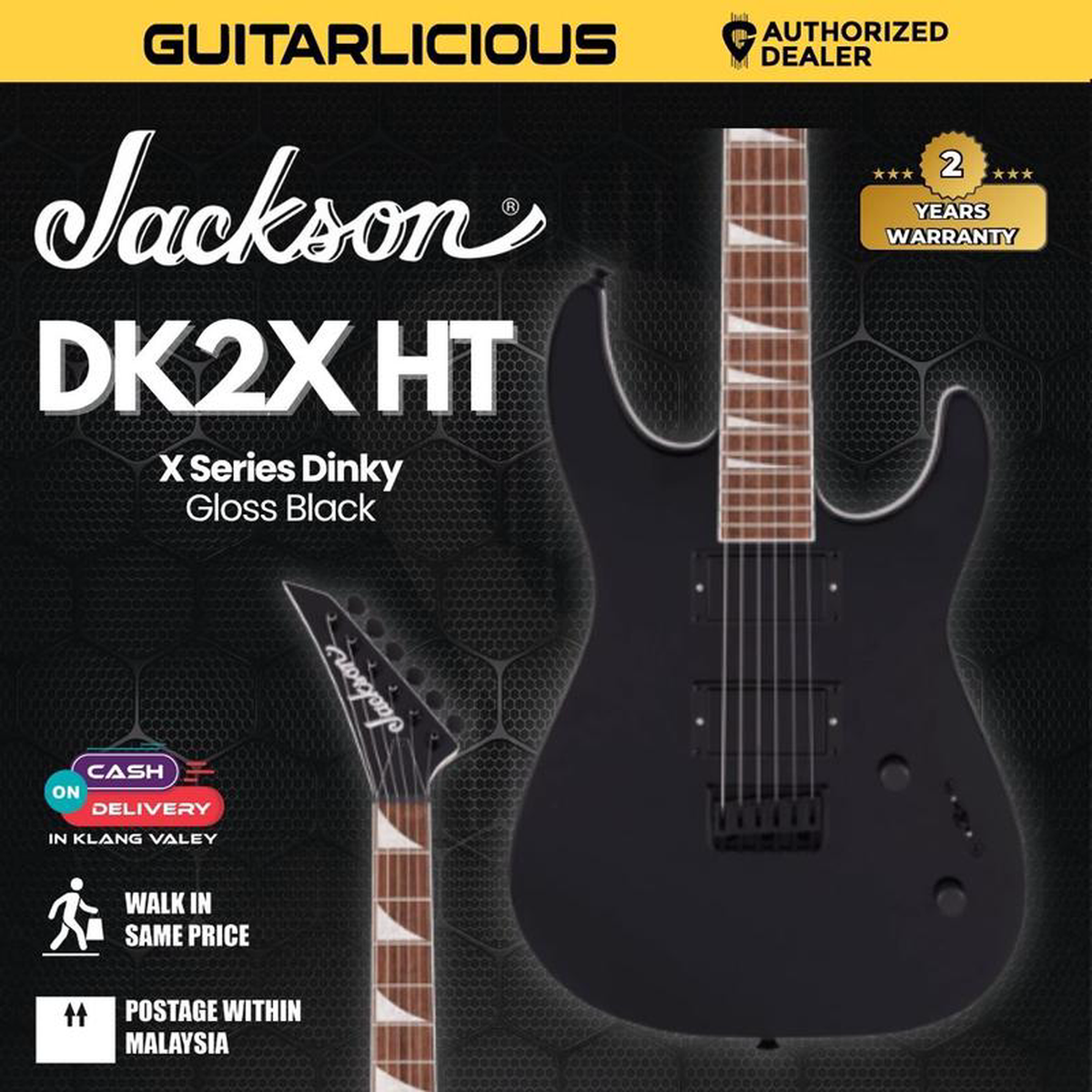 Jackson X Series Dinky DK2X HT Electric Guitar Laurel FB Gloss Black