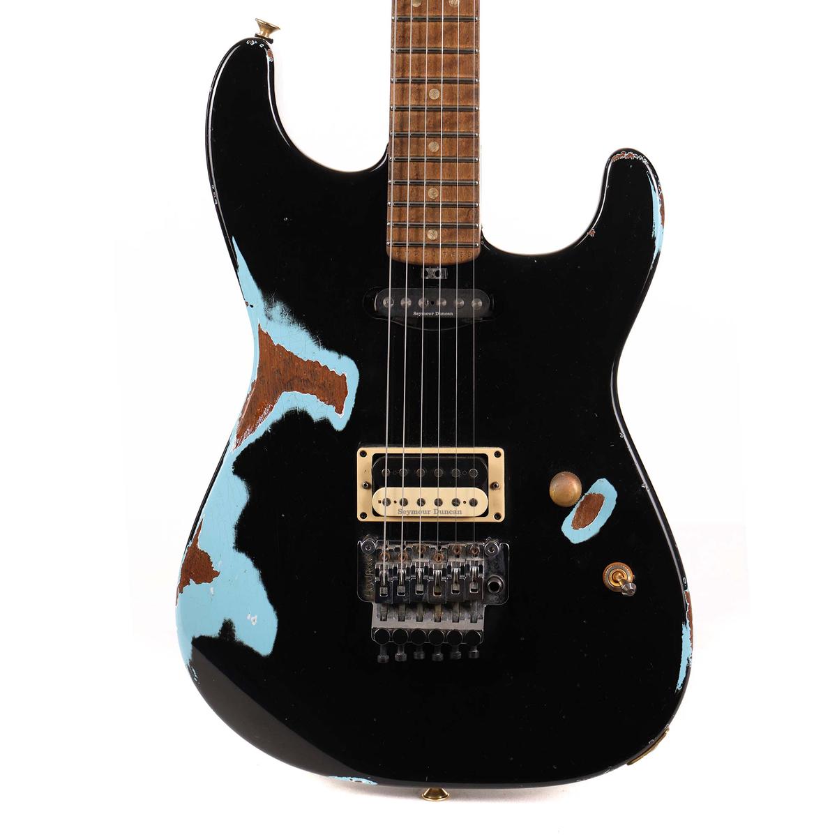 Charvel Custom Shop San Dimas Nitro Aged Roasted Mahogany Black over Daphne Blue Masterbuilt