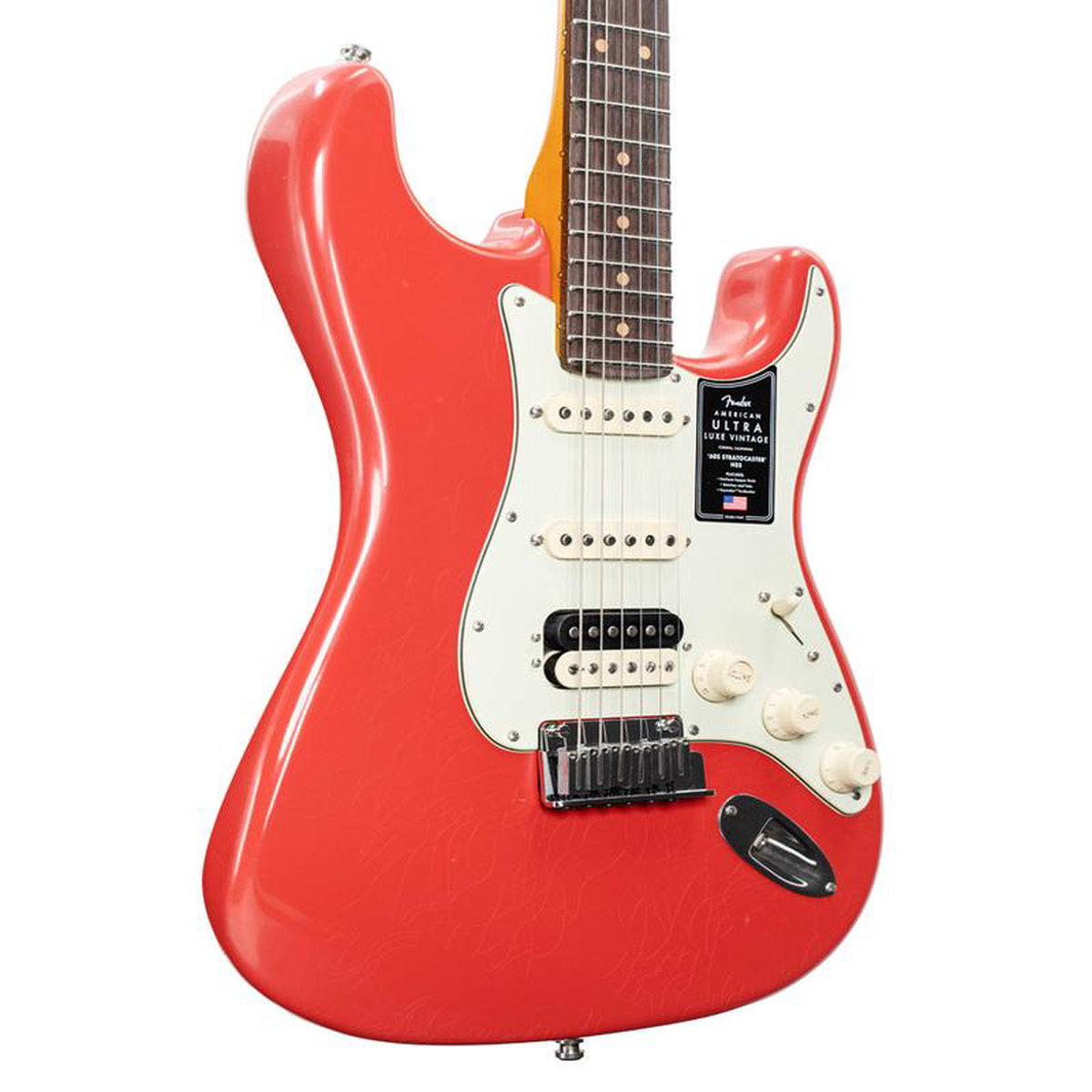 Fender American Ultra Luxe Vintage 821760s Stratocaster HSS Electric Guitar 8211 Fiesta Red New