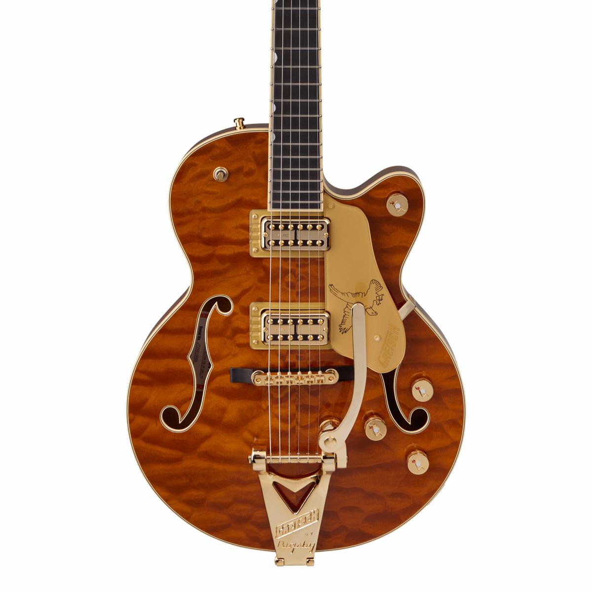 Gretsch Limited Edition Falcon Center Block Jr. Bigsby Quilted Maple Ebony Roundup Orange w/case