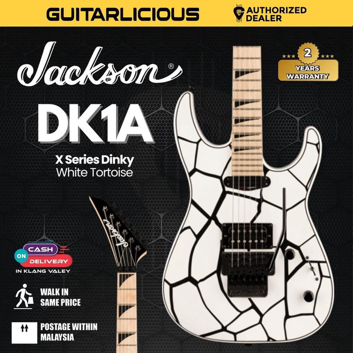 Jackson X Series Dinky DK1A Electric Guitar Maple FB White Tortoise