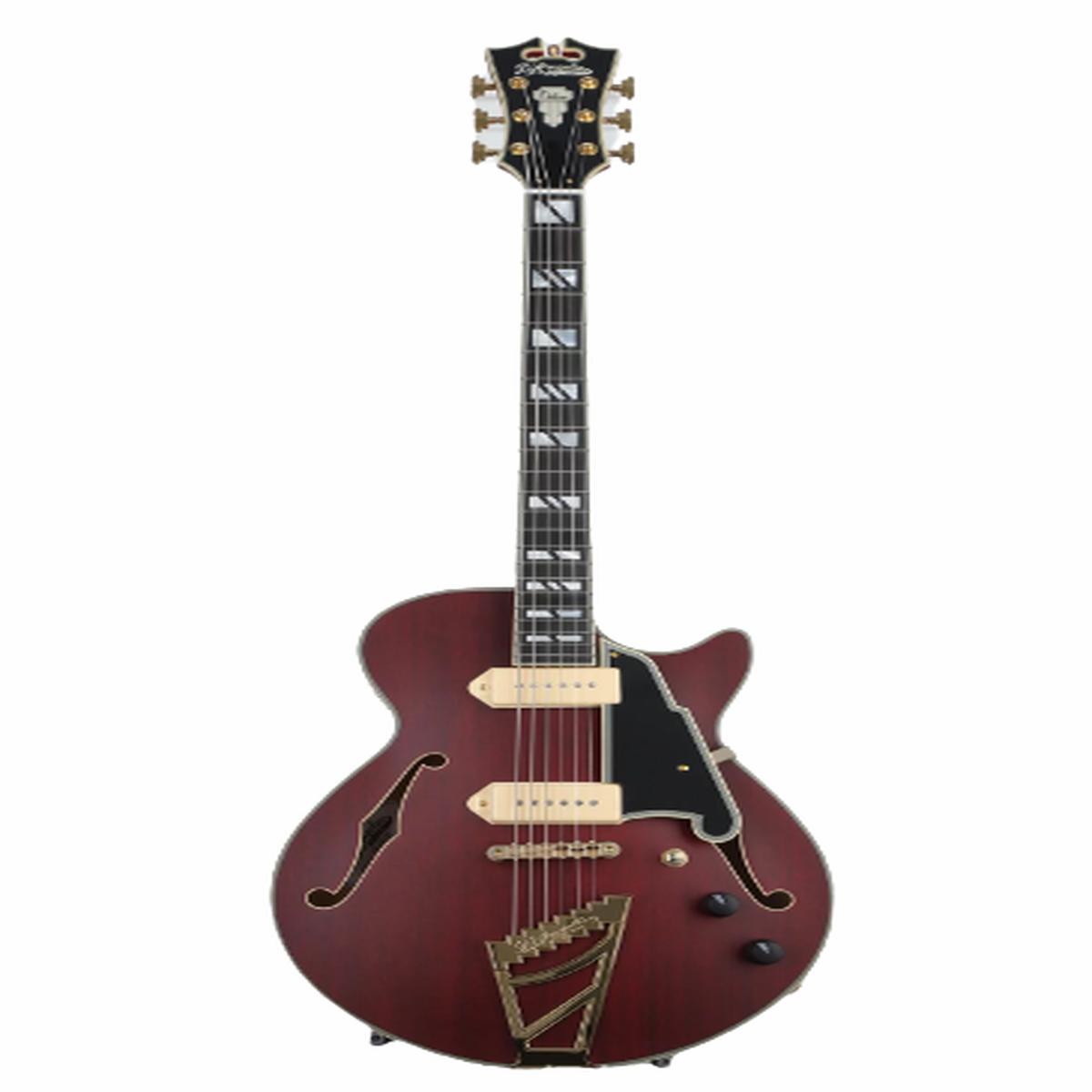 D'Angelico DELUXE SS BARITONE Semi Hollow-Body Electric Guitar (Satin Trans Wine)