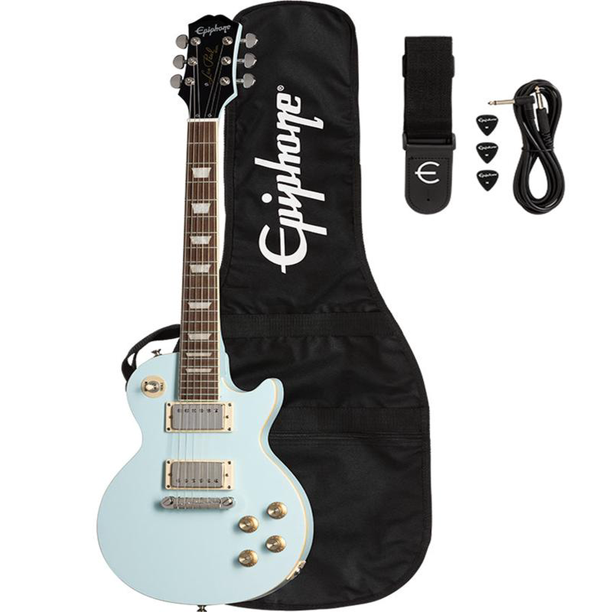 Epiphone Power Players Les Paul Electric Guitar Pack w Gig Bag 8211 Ice Blue