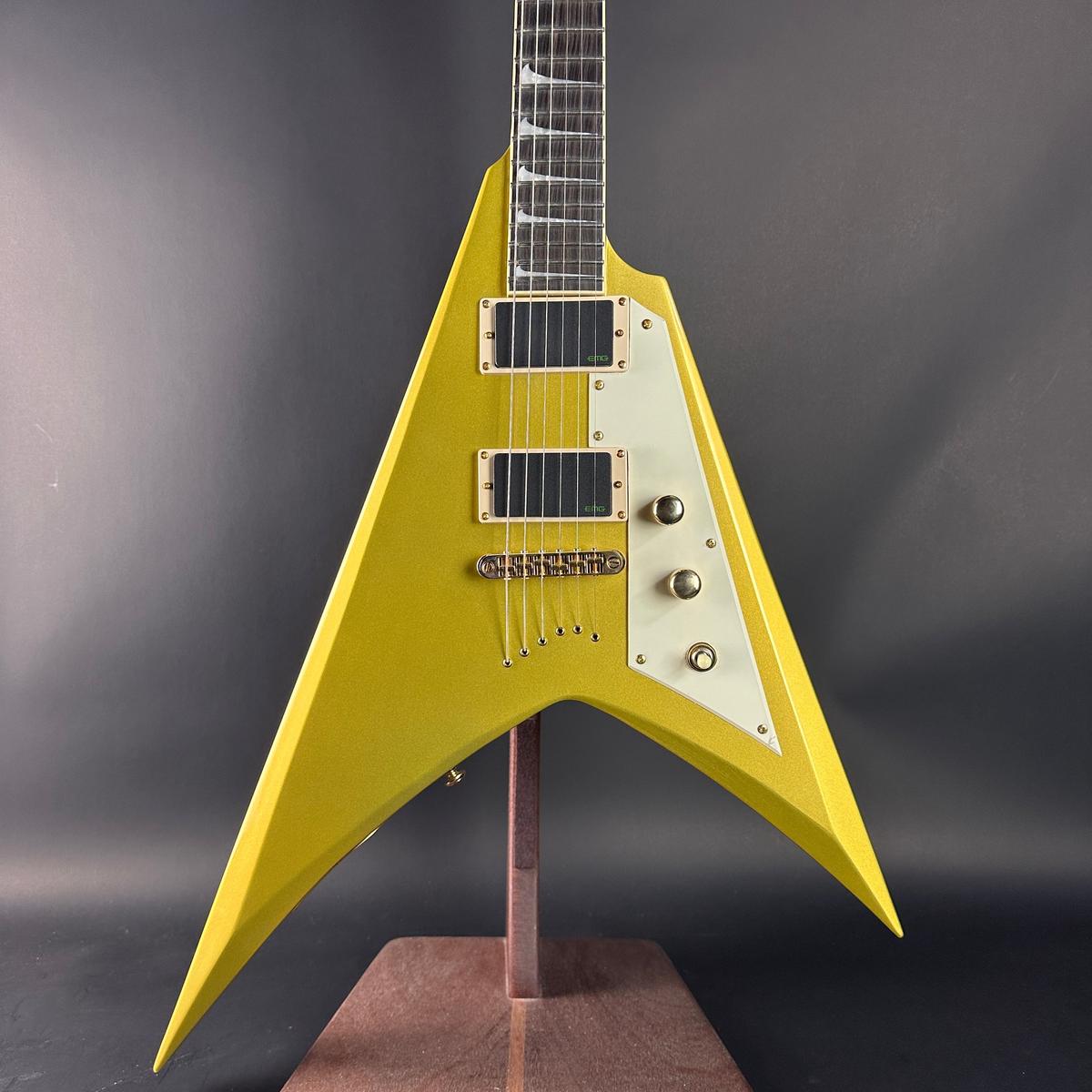 Used ESP LTD KH-V Kirk Hammett Signature Metallic Gold w/case TSU23176