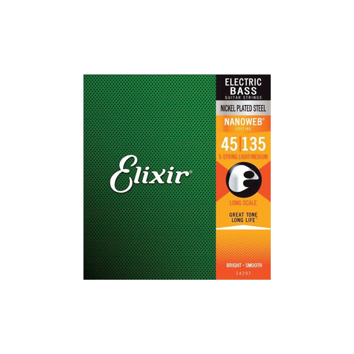 Elixir 14207 Nanoweb Nickel Plated Steel Lt/Med 5-String 45-135