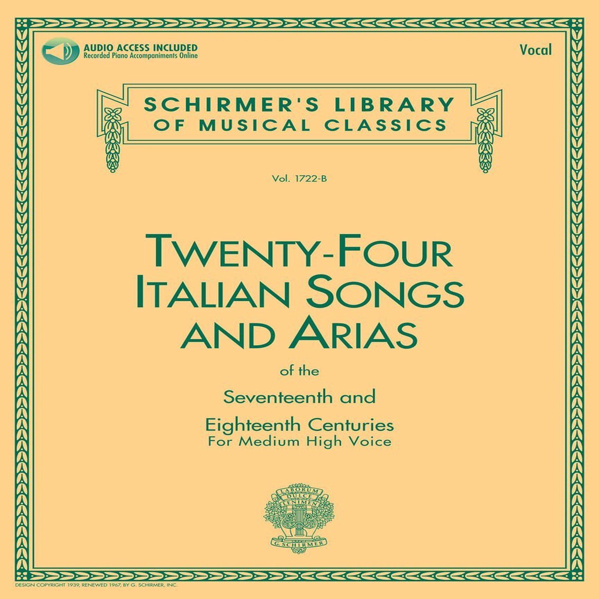 24 Italian Songs & Arias of The 17th & 18th Centuries (Medium High Voice) w/ Online Audio