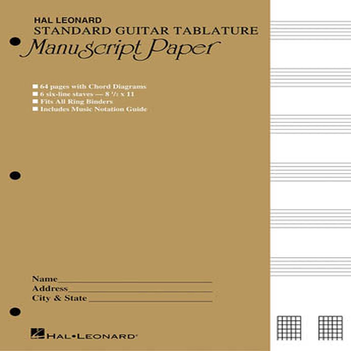 Guitar Tablature Manuscript Paper  StandardManuscript Paper