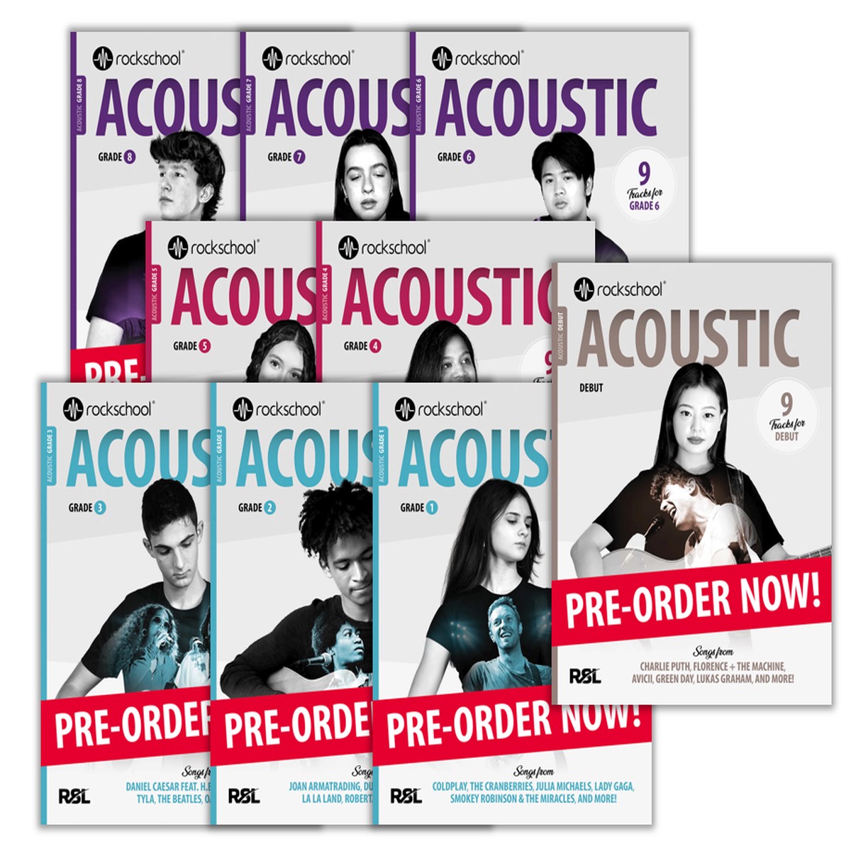 ( Pre-order) (Package) Rockschool Acoustic Guitar Debut to Grade 8 (2026)