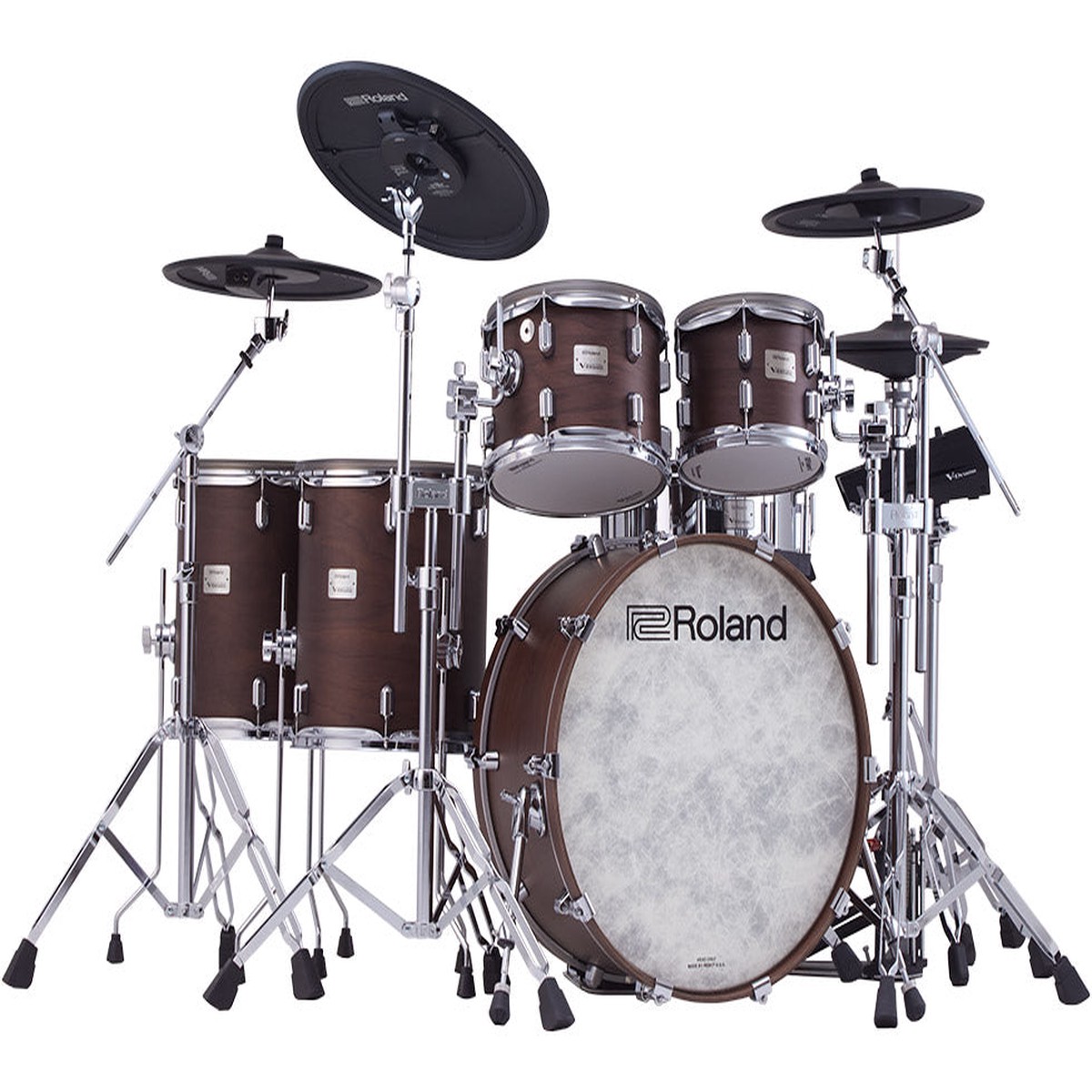 [*3] ROLAND VAD-716 V-Drums Electronic Drum Set - Satin Walnut