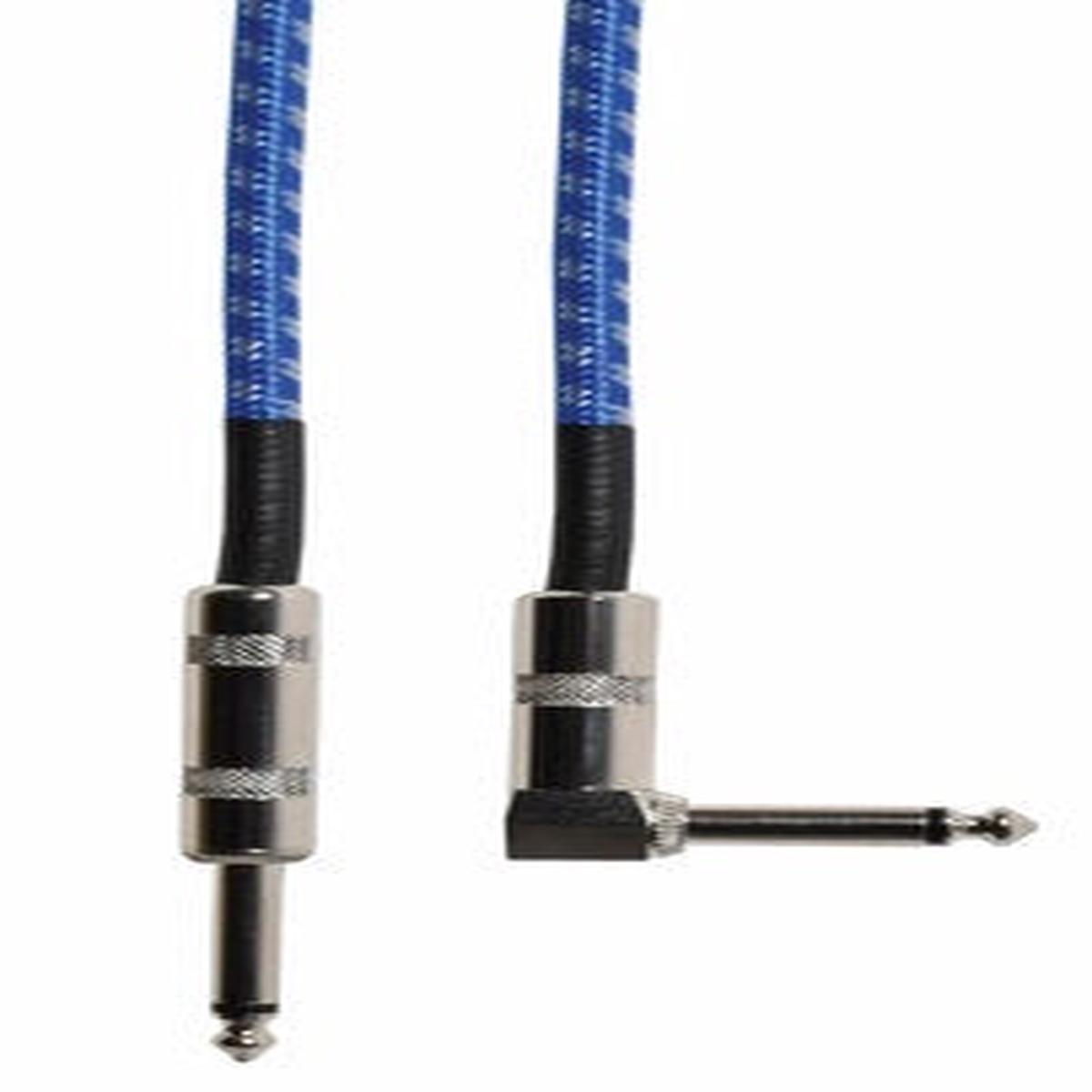Citronic - 3m Braided Guitar Lead Right Angle Blue/White