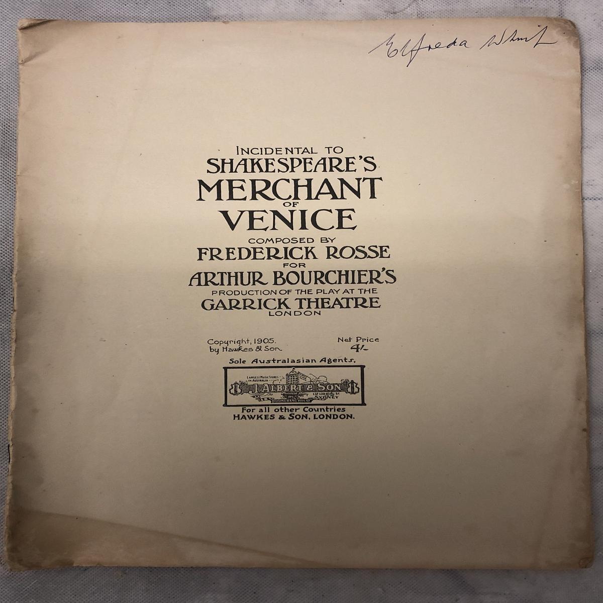 Incedental to Shakespeare's Merchant Of Venice (Second Hand)