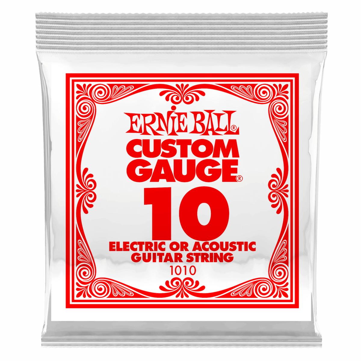 Ernie Ball - Plain Electric/Acoustic Guitar Steel Strings (Singles) - Gauge .010
