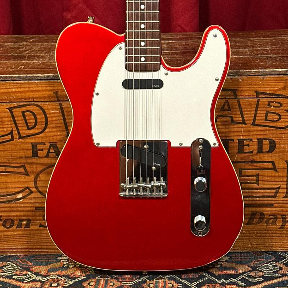 Allparts Double Bound Telecaster-Style Electric Guitar Candy Apple Red w EMG Pickups Partscaster