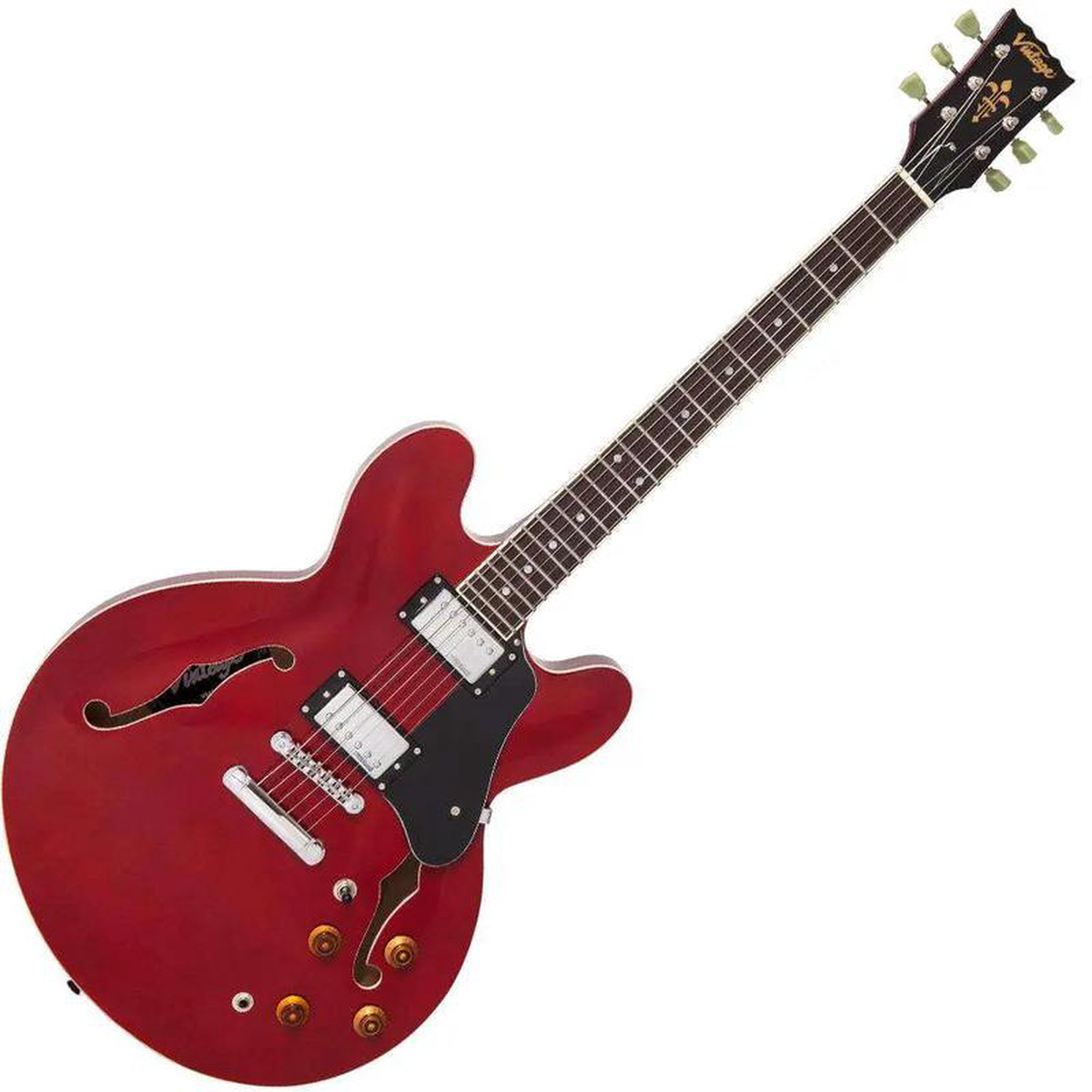 Vintage VSA500CR ReIssued Semi Acoustic Guitar Cherry Red The Best 335 Style Guitar Under 500
