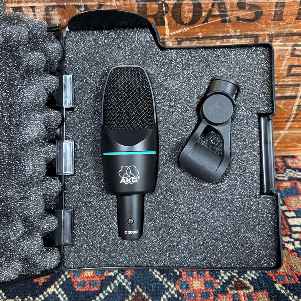 1990s AKG C3000B Large Diaphragm Condenser Microphone w Case Black