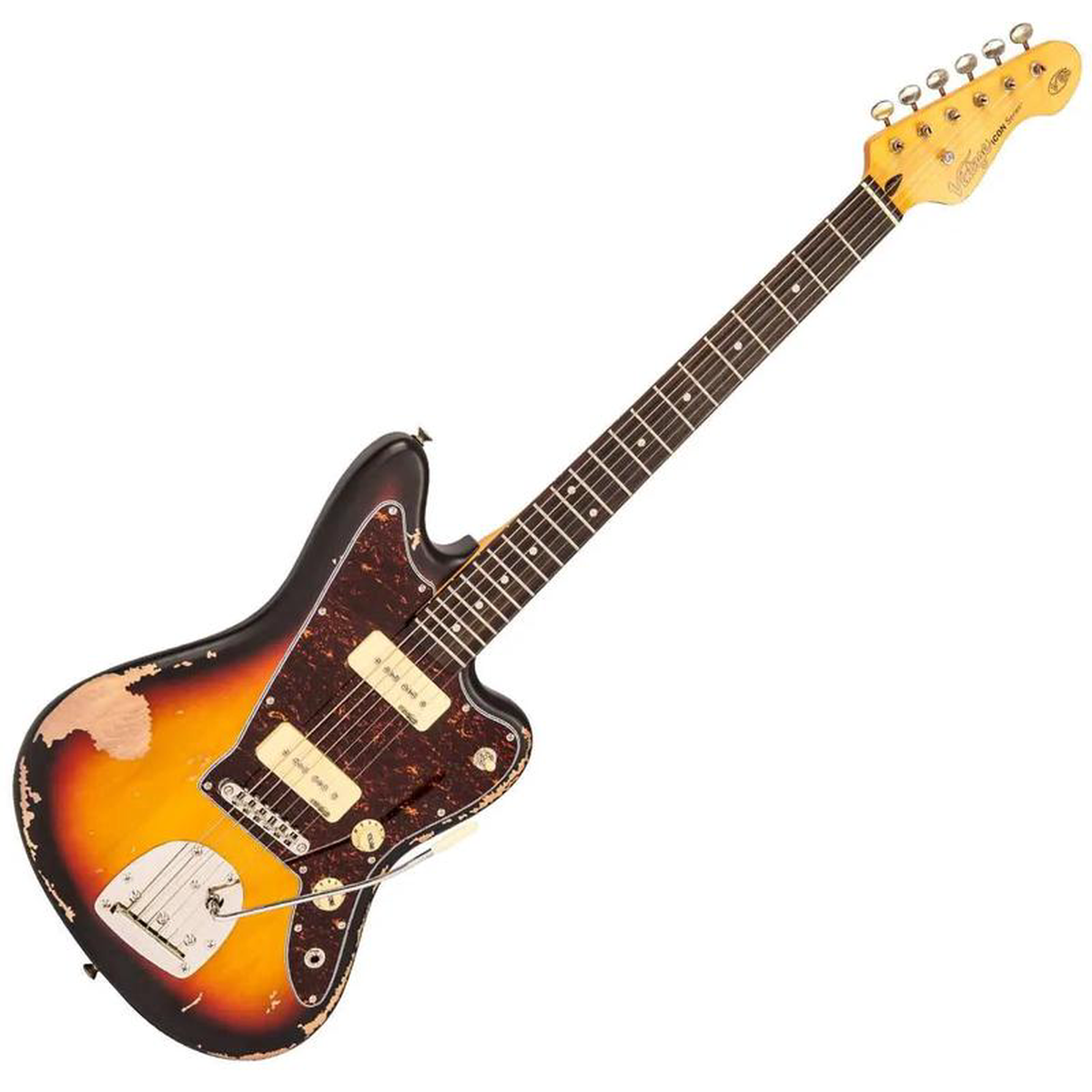 Vintage V65 VMRSB ICON Vibrato Electric Guitar Distressed Tobacco Sunburst