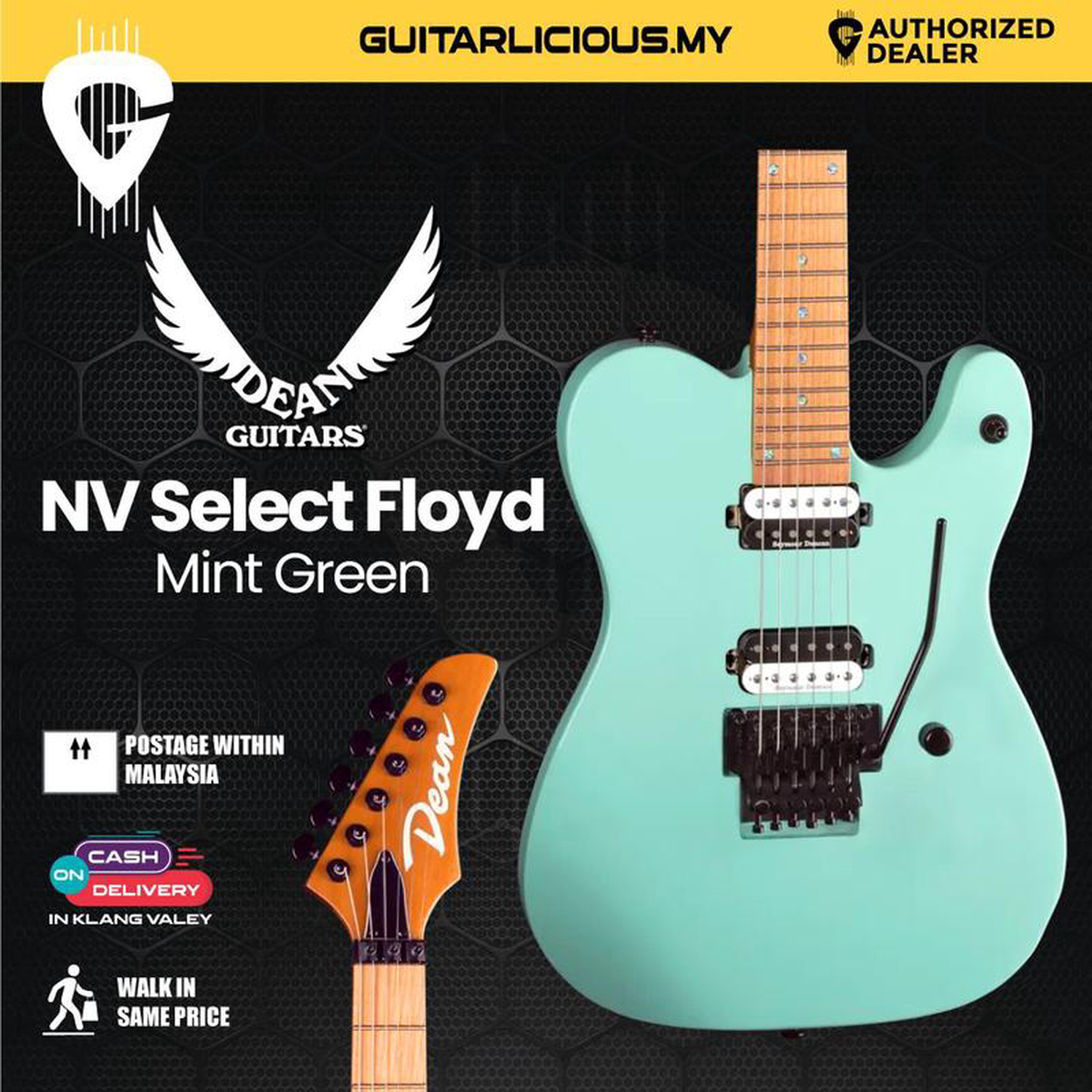 Dean NashVegas NV Select Floyd Roasted Maple Guitar 8211 Mint Green