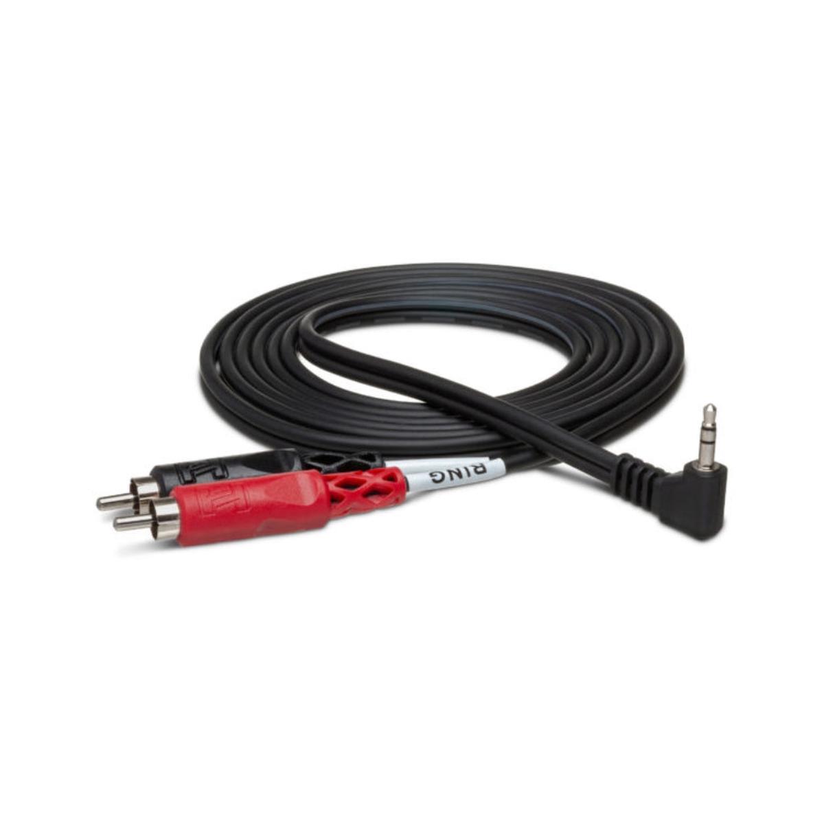 Hosa Technology Right angle 35mm TRS to Dual RCA Stereo Breakout Cable 6ft