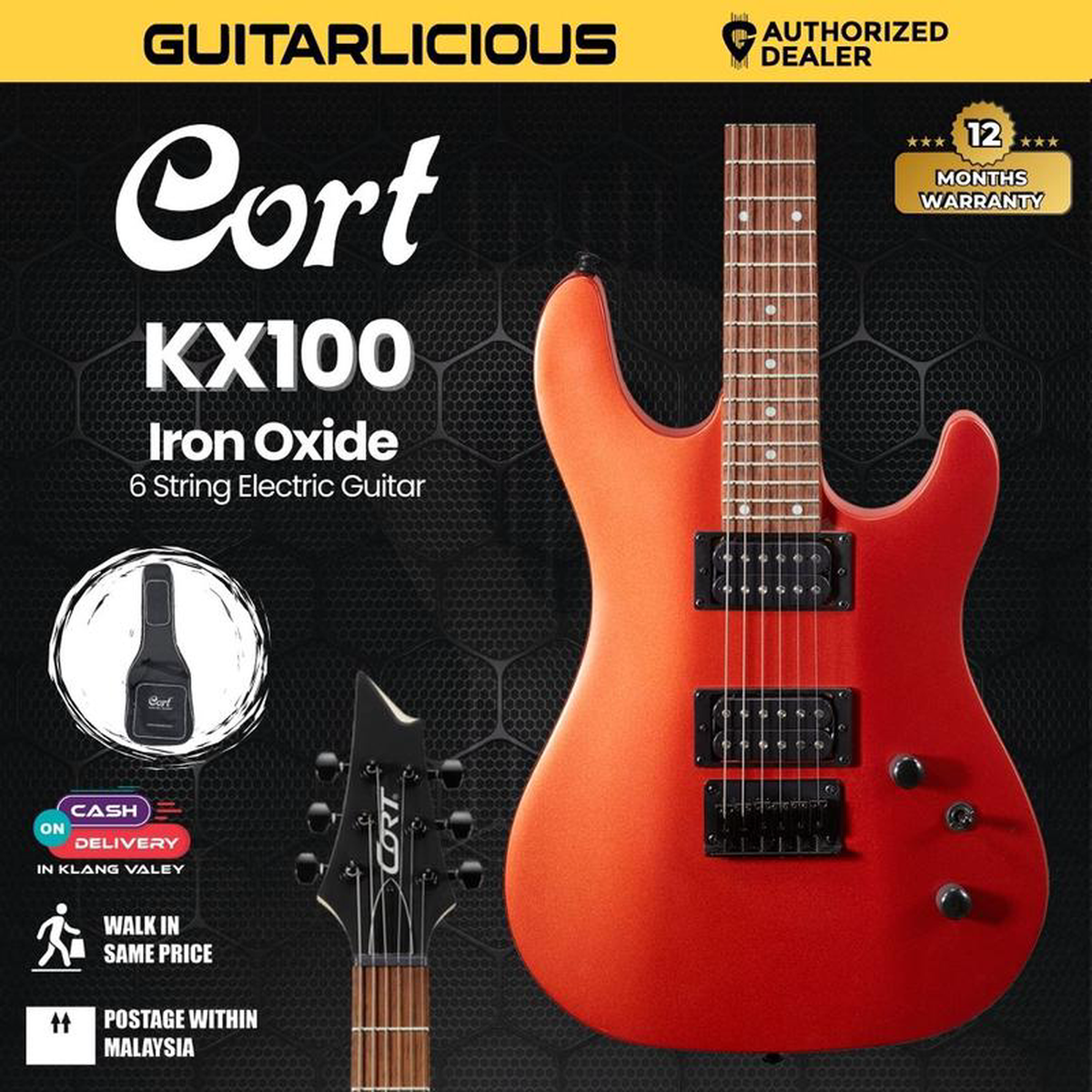 Cort K Electric Guitar with Bag 8211 Iron Oxide ( K IO KX-100 KX 100 )