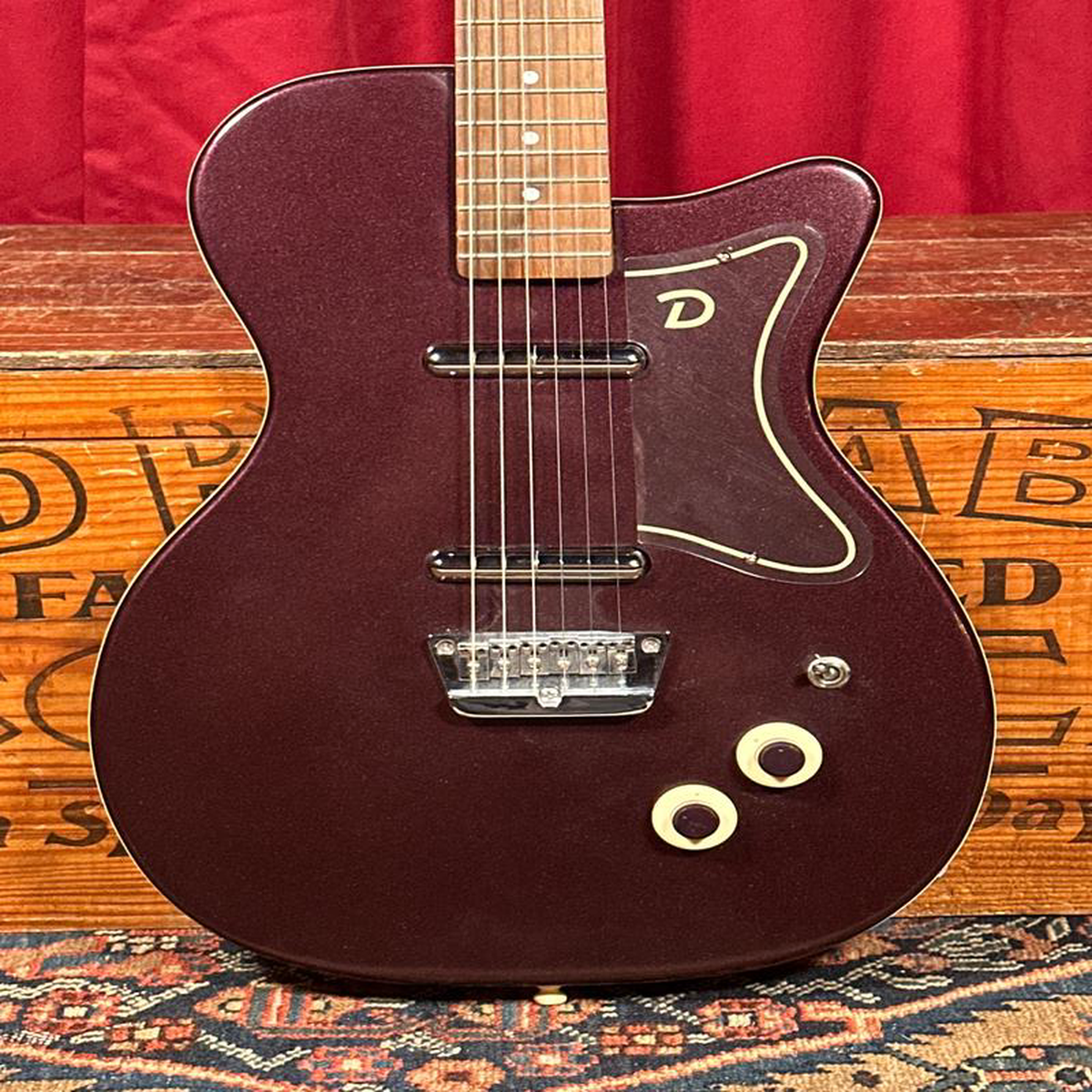 1990s Danelectro 821756 U-2 Reissue Electric Guitar Beatnik Burgundy Purple Sparkle