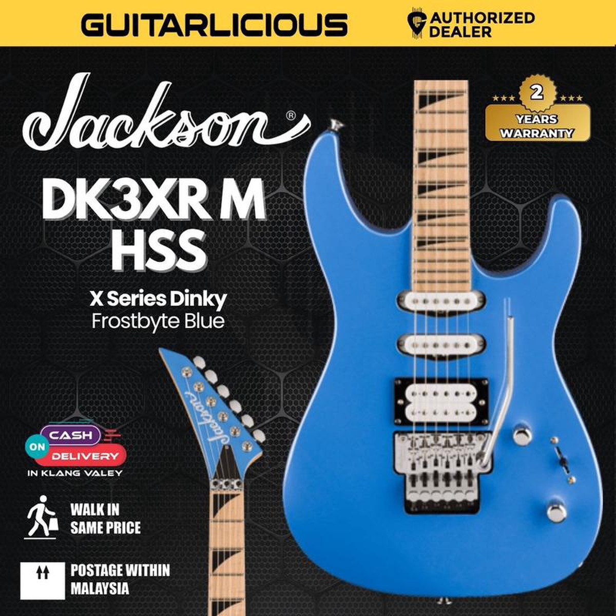 Jackson X Series DK3XRM HSS Electric Guitar Maple FB Frostbyte Blue
