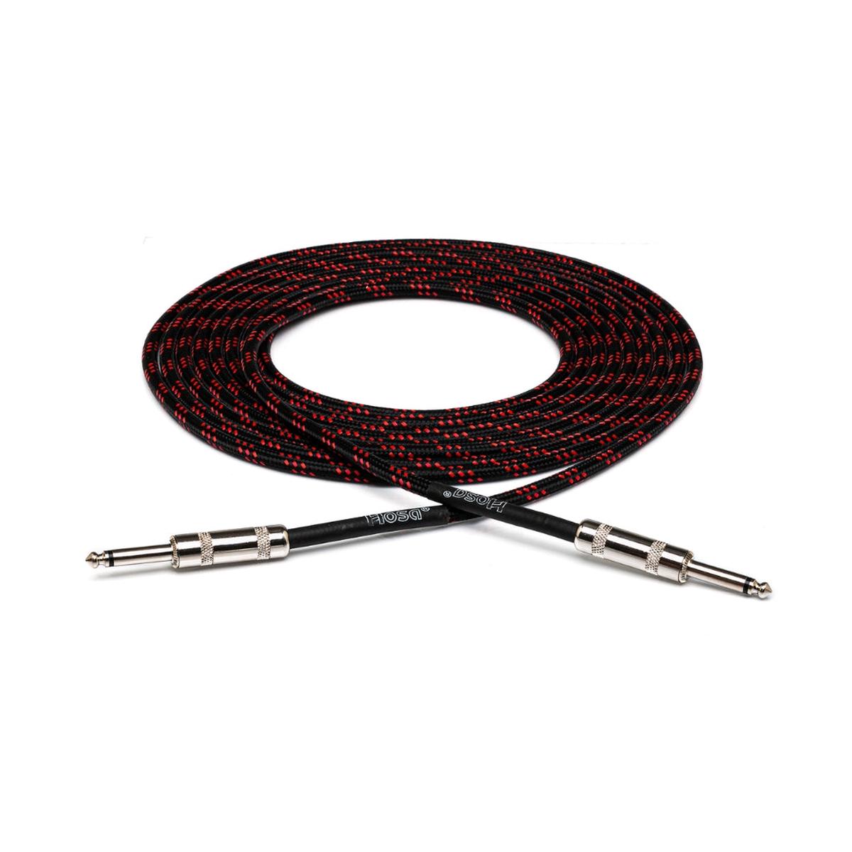 Hosa Technology Straight to Same Cloth Guitar Cable 18ft BlackRed