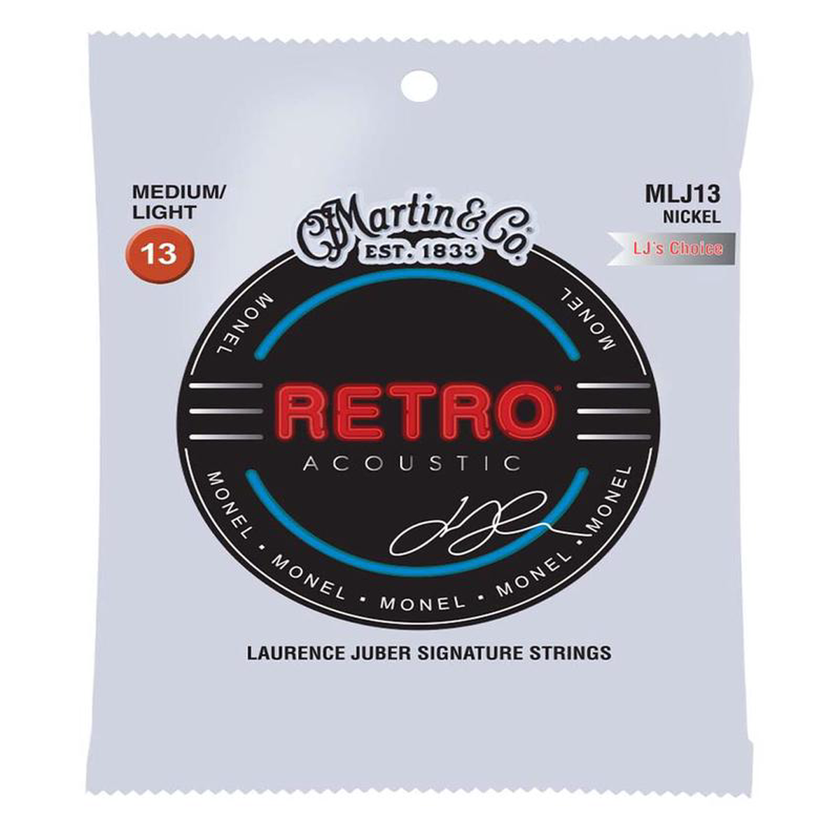 Martin MLJ13 Retro MediumLight LJ8217s Choice Monel Acoustic Guitar Strings