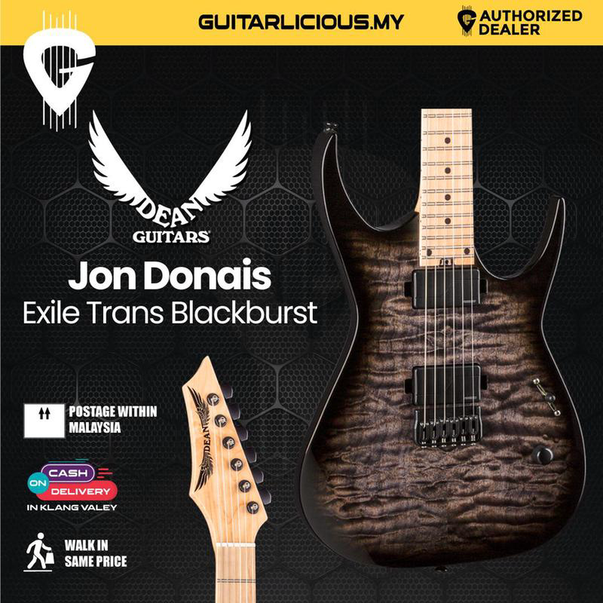 Dean Exile Jon Donais 8211 Trans Blackburst Electric Guitar