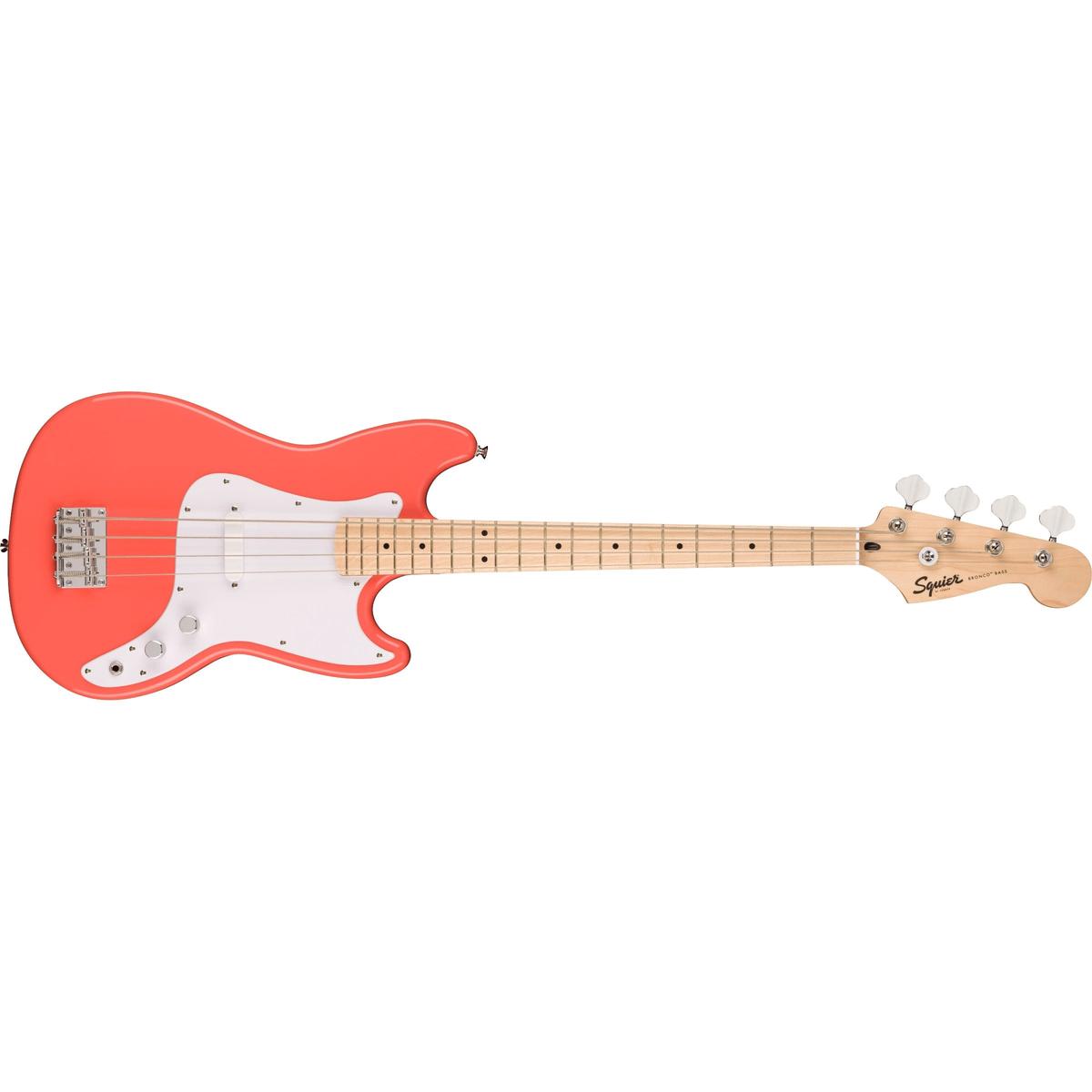 Squier - Squier Sonic Bronco Bass - Maple Fingerboard - White Pickguard - Tahitian Coral 037-3802-511