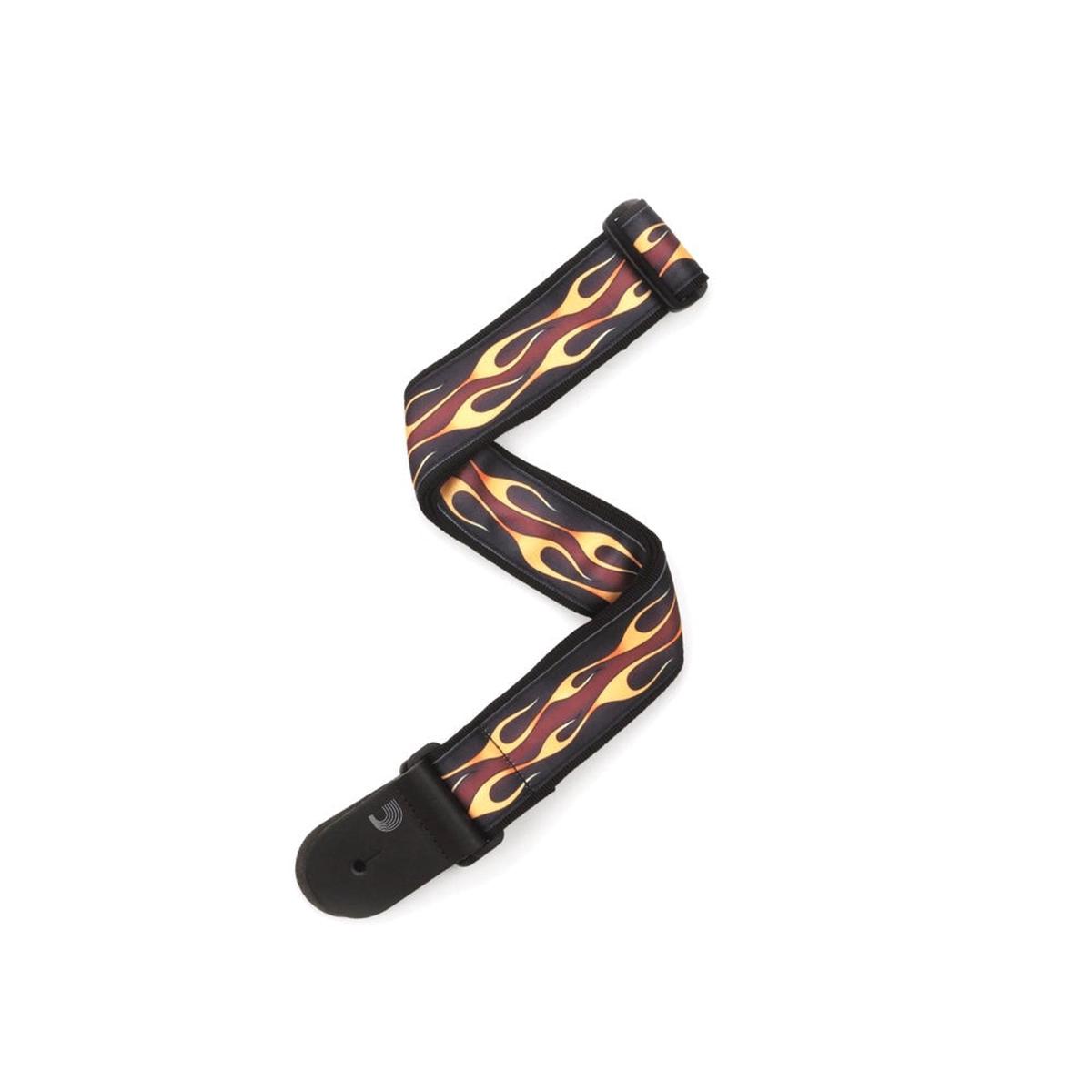 D'Addario Accessories - Nylon Woven Guitar Strap Hot Rod Flame, Red 50F09