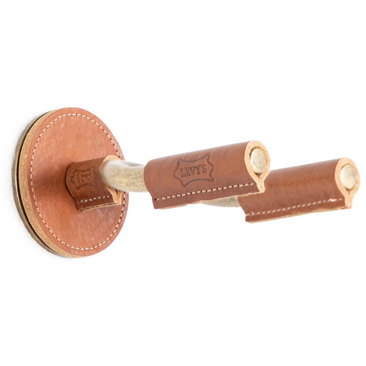 Levy's - Brass Forged Guitar Hanger with Tan Leather LVY-FGHNGR-BRTN