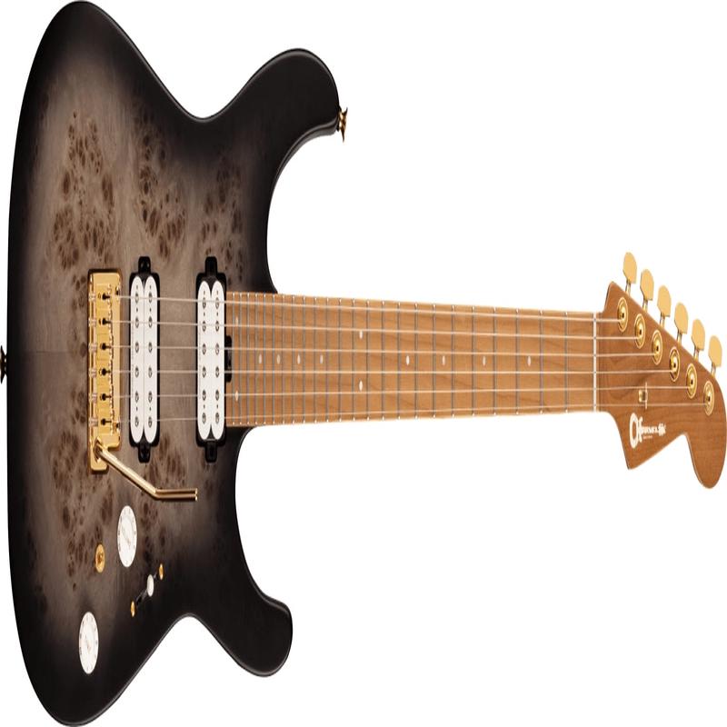 Charvel - Pro-Mod DK24 HH 2PT CM Poplar Burl - Caramelized Maple Fingerboard - Transparent Black Burst 296-9411-510