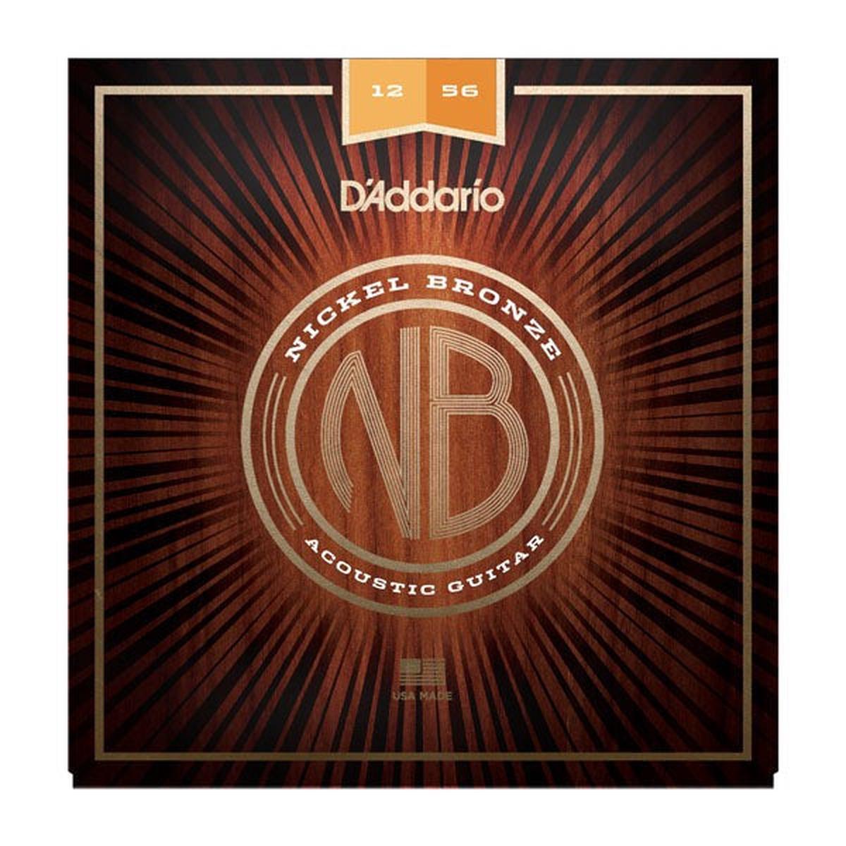 D'Addario - NB1256 Nickel Bronze Acoustic Guitar Strings- Light Top / Med Bottom- 12-56