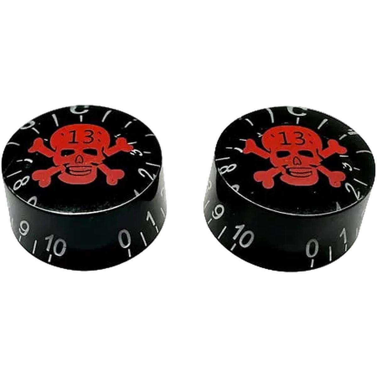 AxLabs - Black Speed Knob with red Skull and white lettering - 2 Pack
