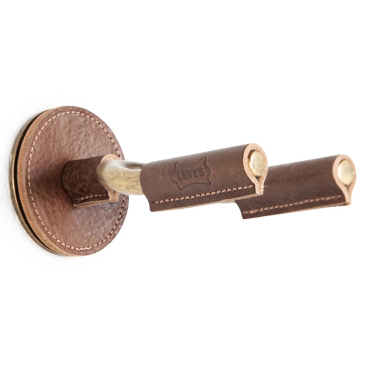 Levy's - Brass Forged Guitar Hanger with Brown Leather LVY-FGHNGR-BRBN