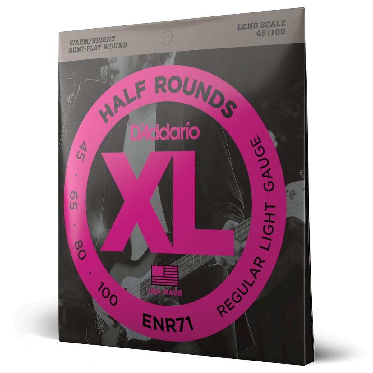 D'Addario - ENR71 Half Round Bass Guitar Strings, Regular Light, 45-100, Long Scale