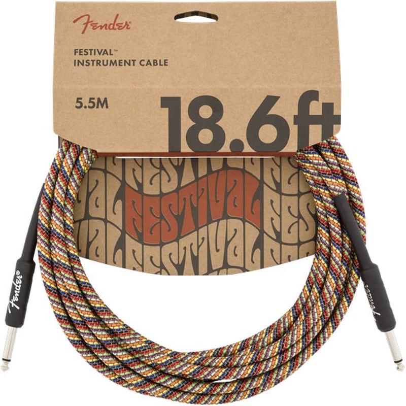 Fender - 18.6' Festival Instrument Cable, Pure Hemp, Rainbow  0990918299 Rainbow